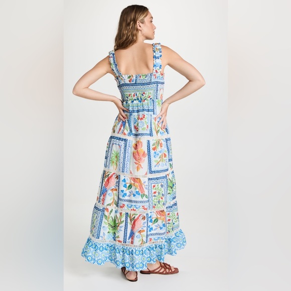 NWT Farm Rio Tropical Tiles Square Neck Maxi Dress - Picture 4 of 10